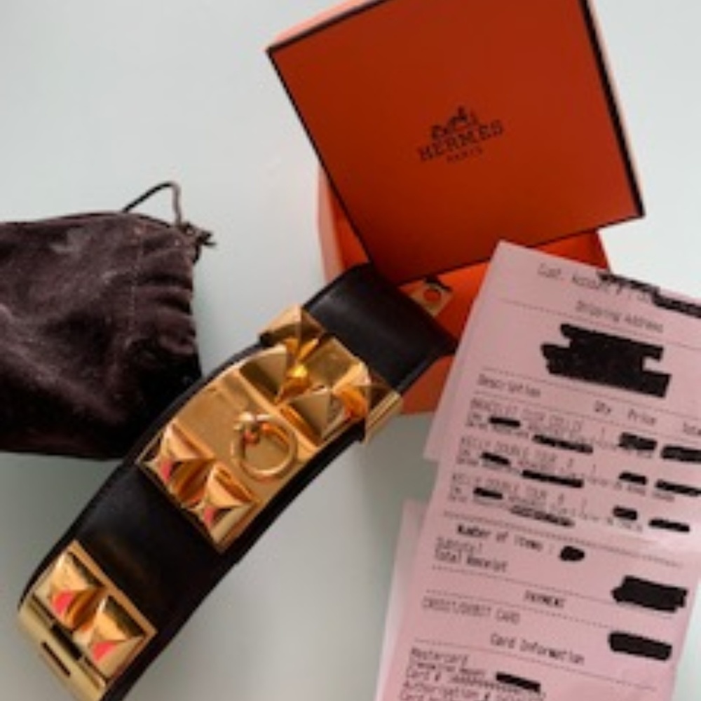 Hermes Collier de Chien Bracelet Small Noir/Black